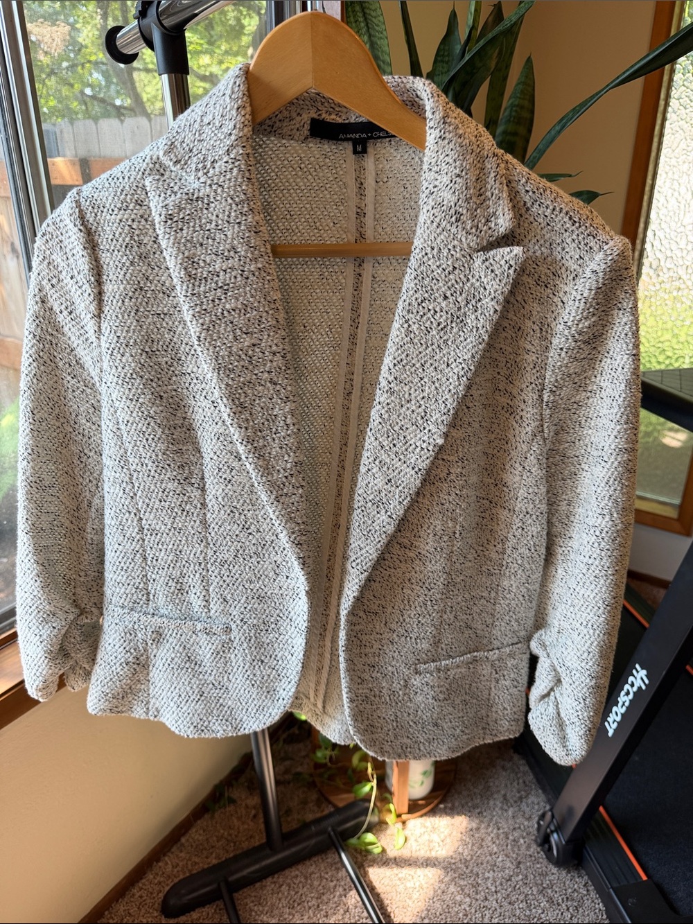 Amanda & Chelsea Neutral Tweed Open-Front Blazer Jacket